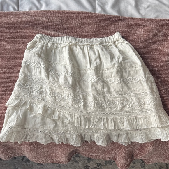 LoveShackFancy Cream Ruffle Mini Skirt - Picture 1 of 4